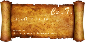 Csikár Tilla névjegykártya